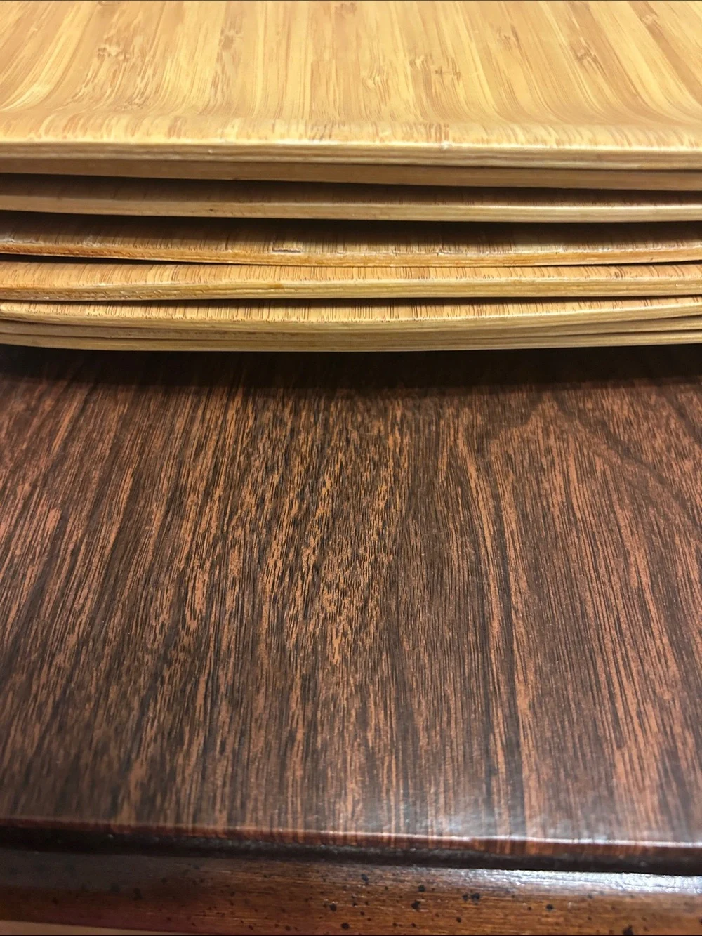 Crate & Barrel Eight bamboo plates 12” x 11.75”